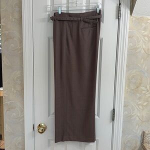 Ann Taylor Taupe Plaid Wide-leg Trousers with Belt. EUC